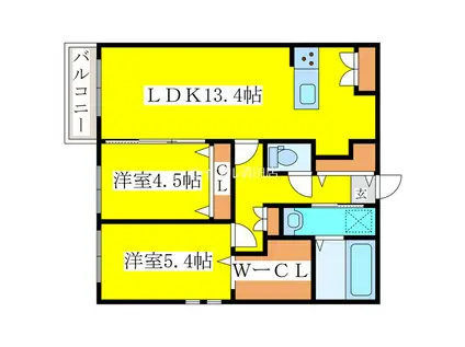 メゾンMT北野(2LDK/1階)の間取り写真