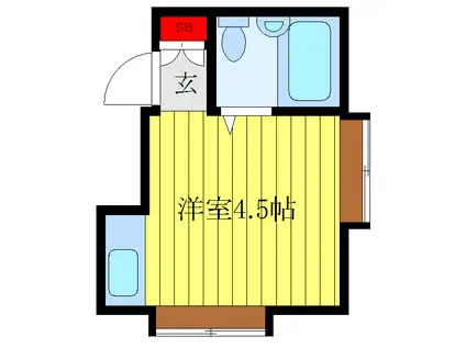 パインドール高松B(ワンルーム/2階)の間取り写真