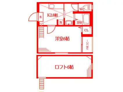 コンパートメントハウス元住吉(1K/2階)の間取り写真