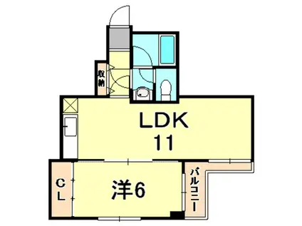 コスモ深江北町(1LDK/1階)の間取り写真