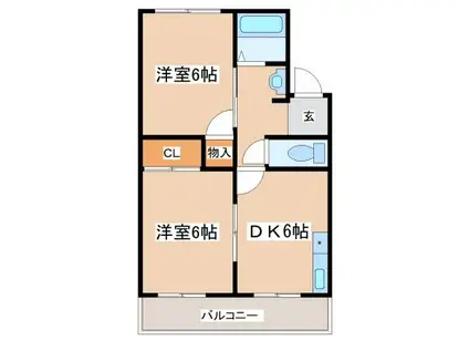 昭郷ツインハイツ(2DK/3階)の間取り写真