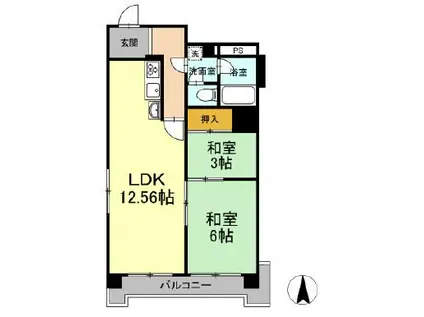 芝公園アビタシオン(2LDK/6階)の間取り写真