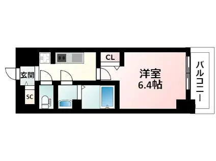 プレサンスブルーム東三国(1K/5階)の間取り写真