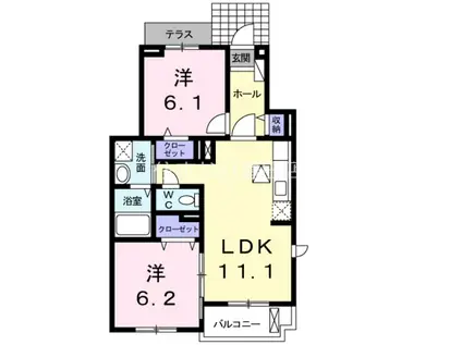 フラン アンジュ(2LDK/1階)の間取り写真