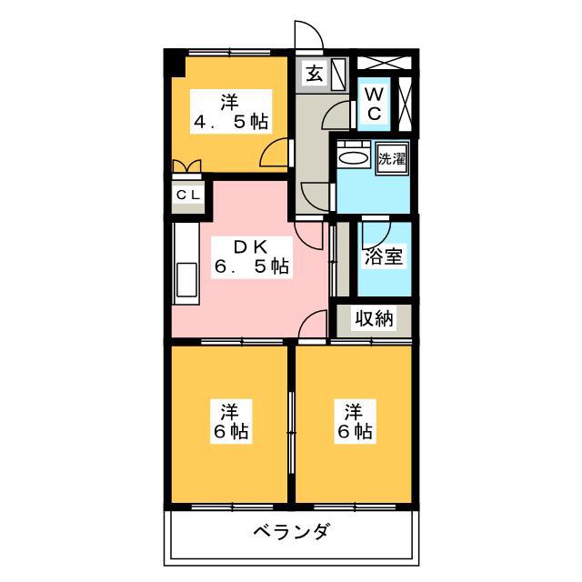 ウィズハピネス(3DK/3階)の間取り写真