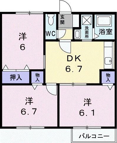 さくらんぼハイツ(3DK/2階)の間取り写真