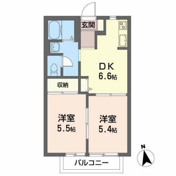 パークサイド中野C(2DK/1階)の間取り写真