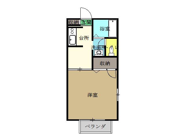 グランディール(1K/2階)の間取り写真