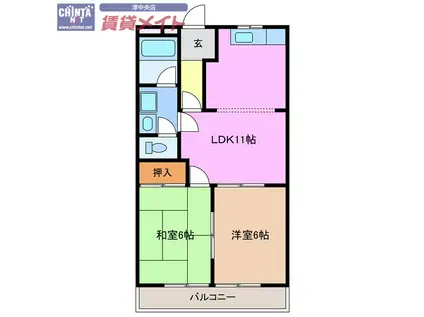 ブラウンヒルズ(2LDK/1階)の間取り写真