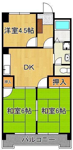 シャトレ沼本町II(3DK/3階)の間取り写真