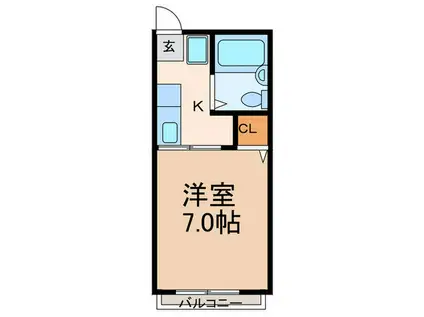 北岡ハイツ(1K/2階)の間取り写真