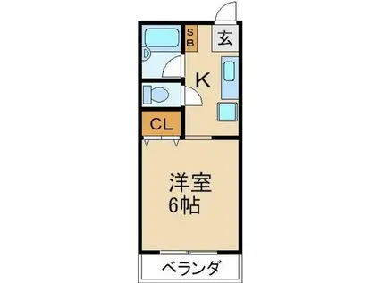 グリーンハイツII番館(1K/2階)の間取り写真