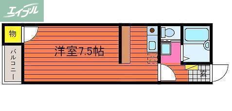 パルシェハイツ(1K/3階)の間取り写真
