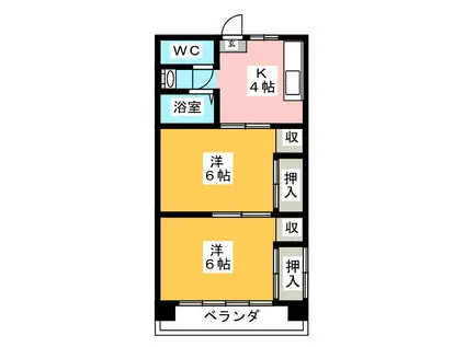 アミティエ伊勢(2K/2階)の間取り写真