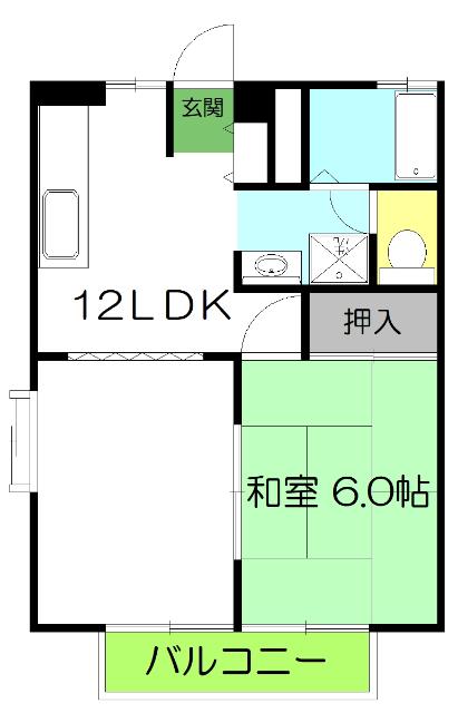 フォブール西秦(1LDK/2階)の間取り写真