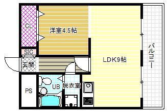 リバティヒルズ(1LDK/4階)の間取り写真