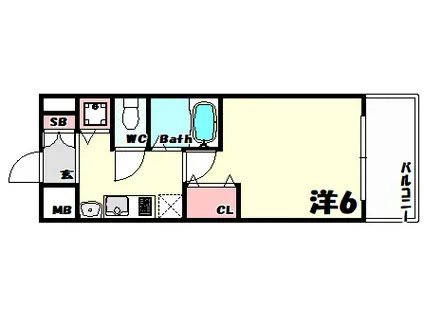 PRESSANCE神戸裁判所前デリシア(1K/6階)の間取り写真