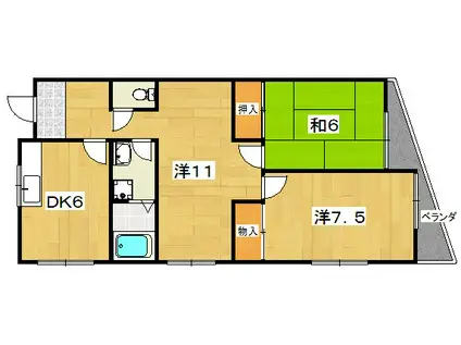谷崎マンション(3DK/2階)の間取り写真