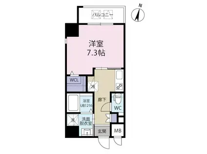 ラグーナ黒崎(1K/6階)の間取り写真