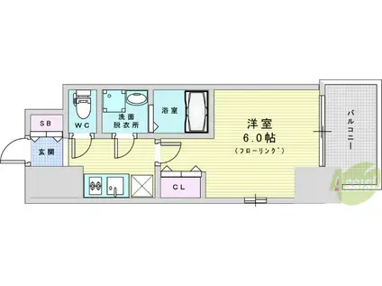 エスリード新大阪ザ・プレミアイースト(1K/2階)の間取り写真