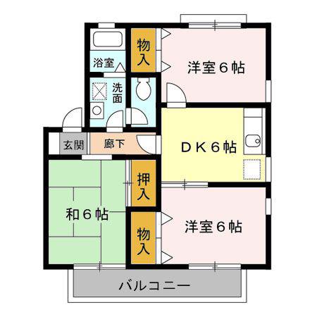 クローカス(3DK/1階)の間取り写真