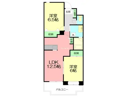 アルカディア(2LDK/2階)の間取り写真