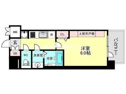 プレサンス桜川グロワール(1K/6階)の間取り写真