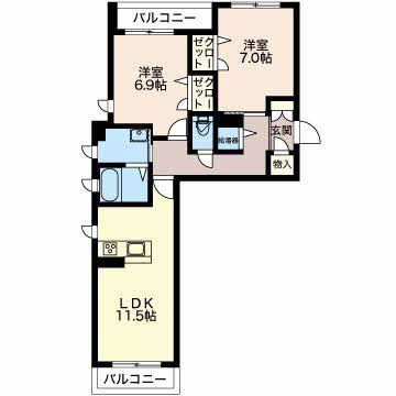 MAST TOWN BLOOM(2LDK/2階)の間取り写真