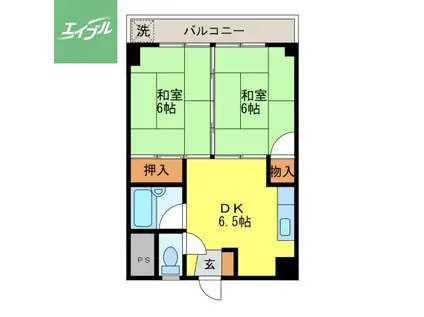 メイゾンチュトワイエ(2DK/4階)の間取り写真
