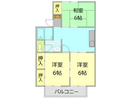 パークハイツ芹澤A(3DK/1階)の間取り写真