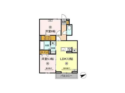 グランディオ B(2LDK/1階)の間取り写真