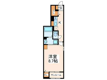 ベルクラール(1K/1階)の間取り写真