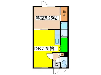 グリーンハウス(1DK/1階)の間取り写真