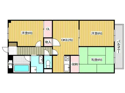 イッツ明石(3DK/4階)の間取り写真