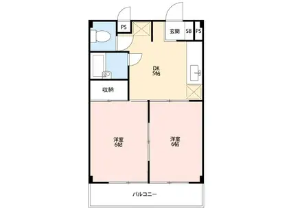 カーサハシモト(2DK/2階)の間取り写真