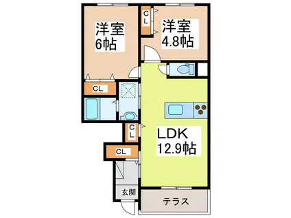 グランシティ(2LDK/1階)の間取り写真