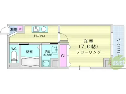 LUNA長町駅前(1K/7階)の間取り写真