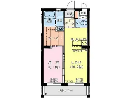 サンテラス・TUTOMI(1LDK/1階)の間取り写真