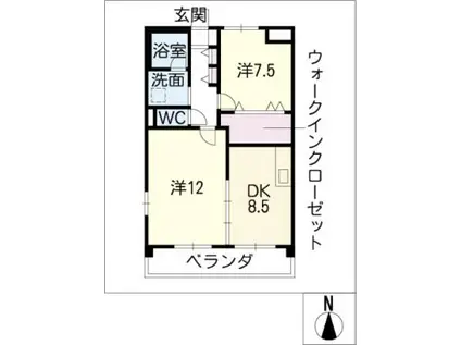 WAFFLE HILLS ROSE(2LDK/1階)の間取り写真