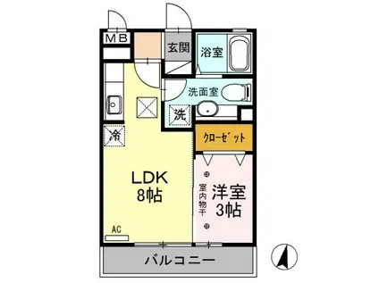 ルミエール(1LDK/1階)の間取り写真