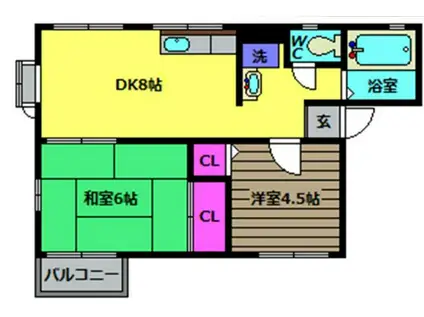 ひかりハイツ(2DK/1階)の間取り写真
