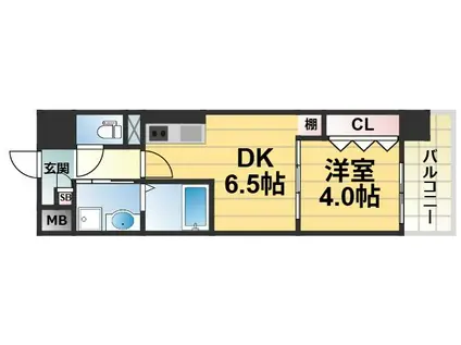 エグゼ大阪CITYオースティン(1DK/1階)の間取り写真