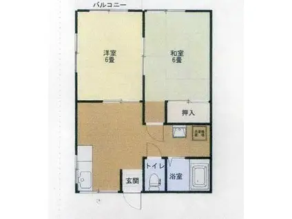 サニーハイツII(2DK/2階)の間取り写真