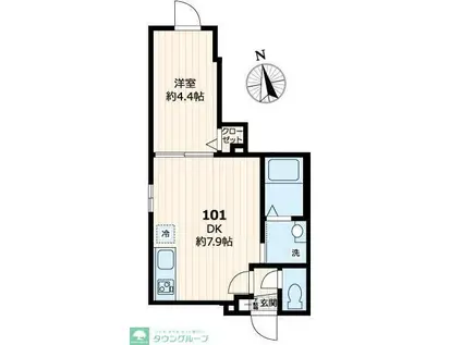 シグネチャープレイス(1DK/1階)の間取り写真