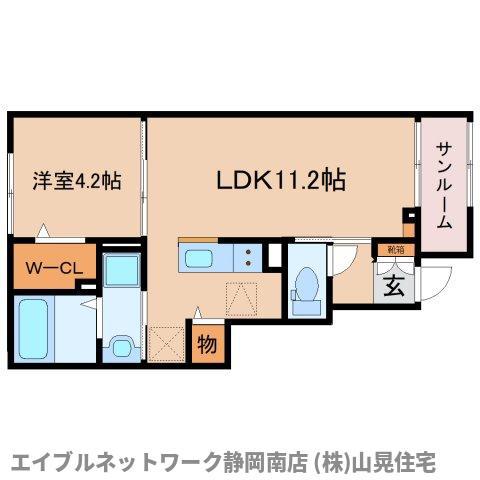 ヒカルサ焼津塩津イースト(1LDK/1階)の間取り写真