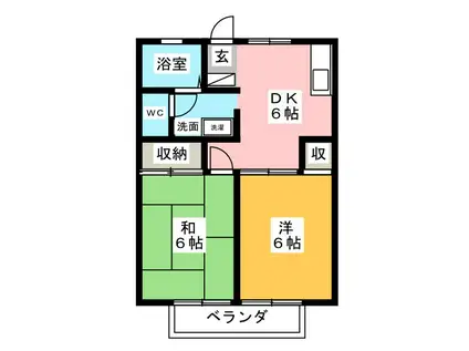 ＪＲ東海道本線 沼津駅 徒歩16分 2階建 築37年(2DK/2階)の間取り写真