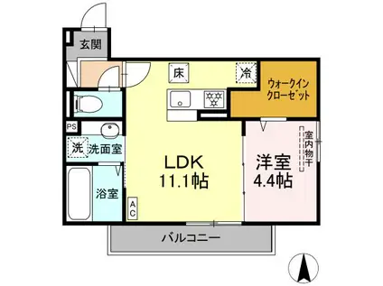 グレイスガーデンC(1LDK/1階)の間取り写真