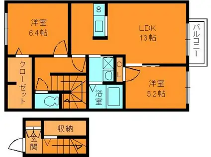 シャーメゾン秋山C(2LDK/2階)の間取り写真