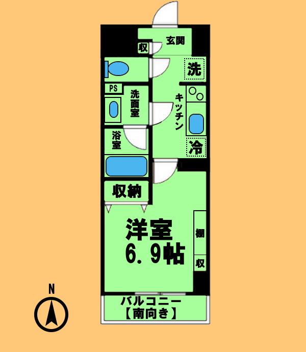 ドゥナーレ辻町(1K/7階)の間取り写真