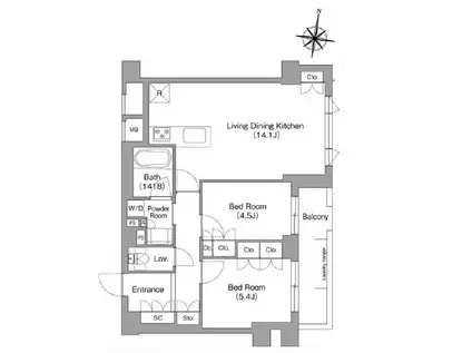ミレーネ神戸住吉本町(2LDK/1階)の間取り写真